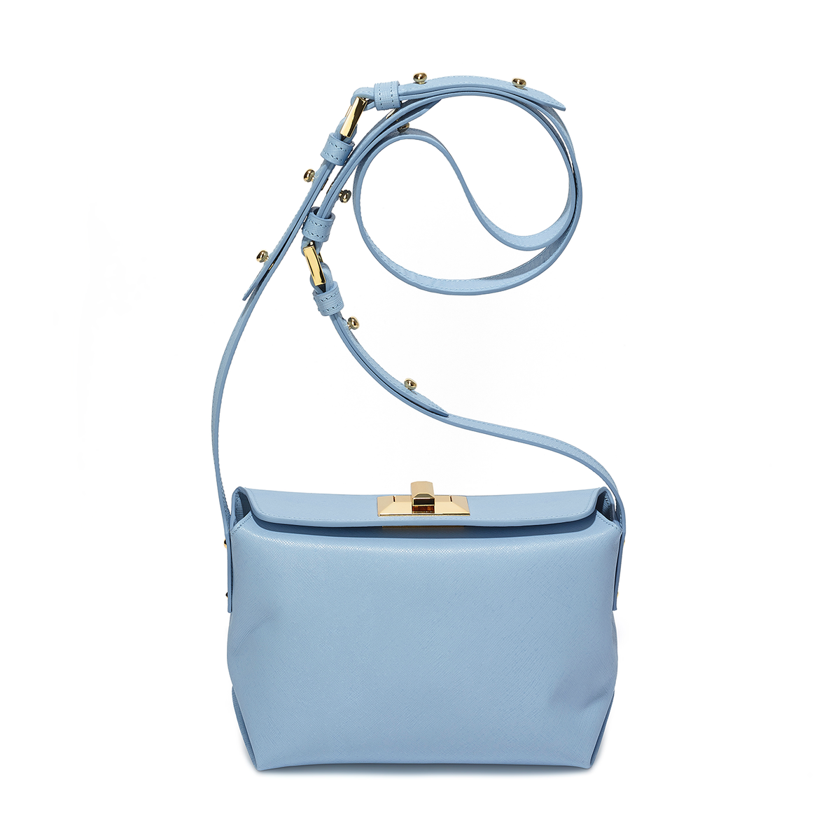 Cute Leather Crossbody Bag Irina Changeable Strap Light Blue