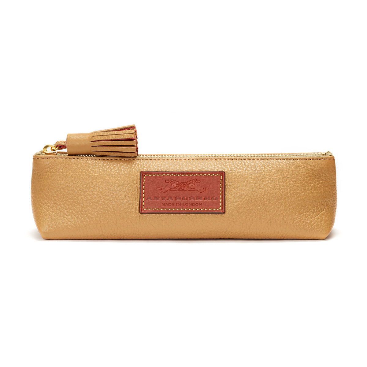 Personalise Pencil Case, Tan Leather – Anya Sushko Handbags England